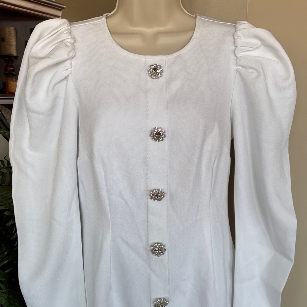 Danielle Bernstein White Rhinestone Mini Dress Lo… - image 4